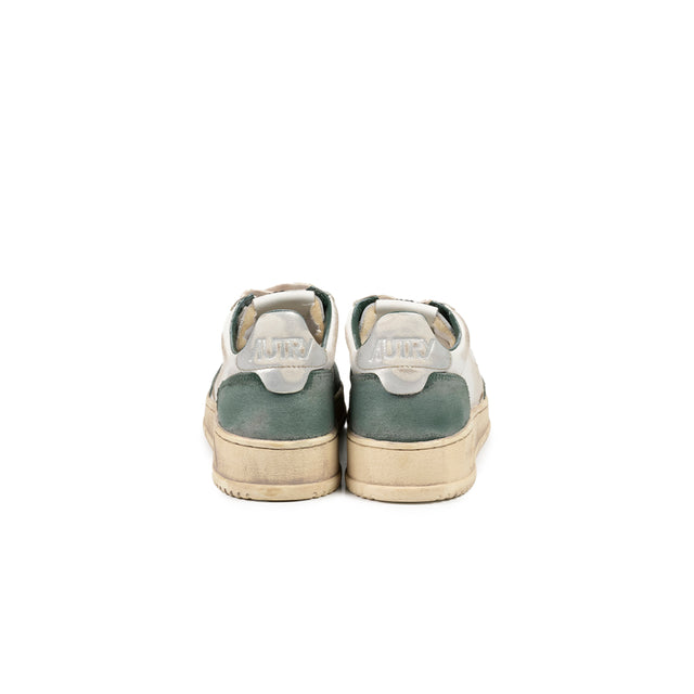 Sneakers Autry - Medalist Low Super Vintage in pelle e suede (Bianco, Verde e Argento)