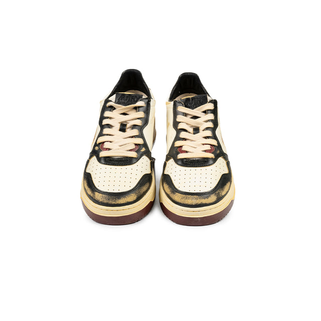 Sneakers Autry - Medalist Low Super Vintage in pelle (Bianco, Nero e Bordeaux)