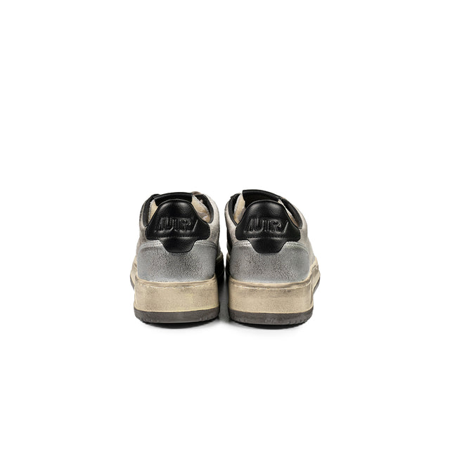 Sneakers Autry - Medalist Low Super Vintage in pelle (Bianco, Nero e Argento)