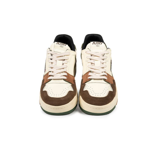 Sneakers Autry - CLC Low in pelle e Suede (Bianco,Marrione e Verde)