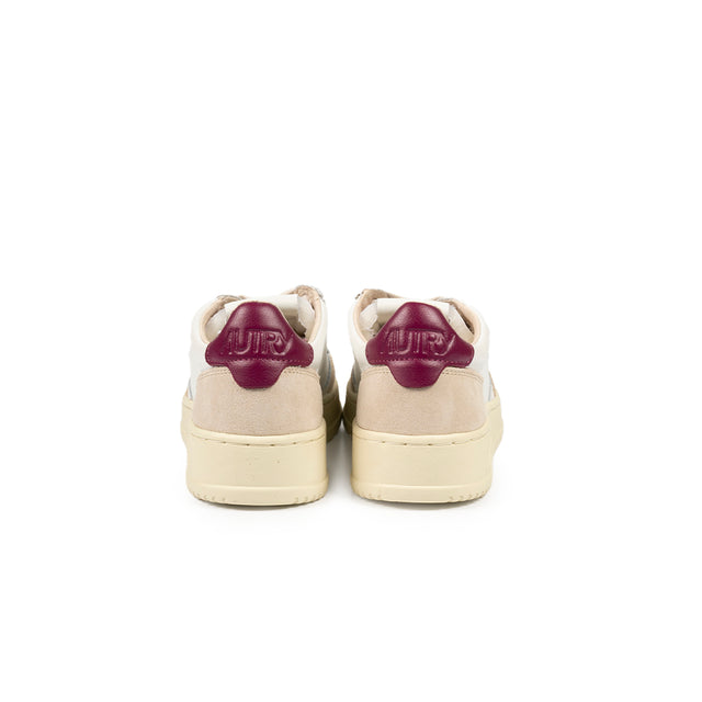 Sneakers Autry - Medalist Low suede e pelle (Bianco, Viola e Beige)