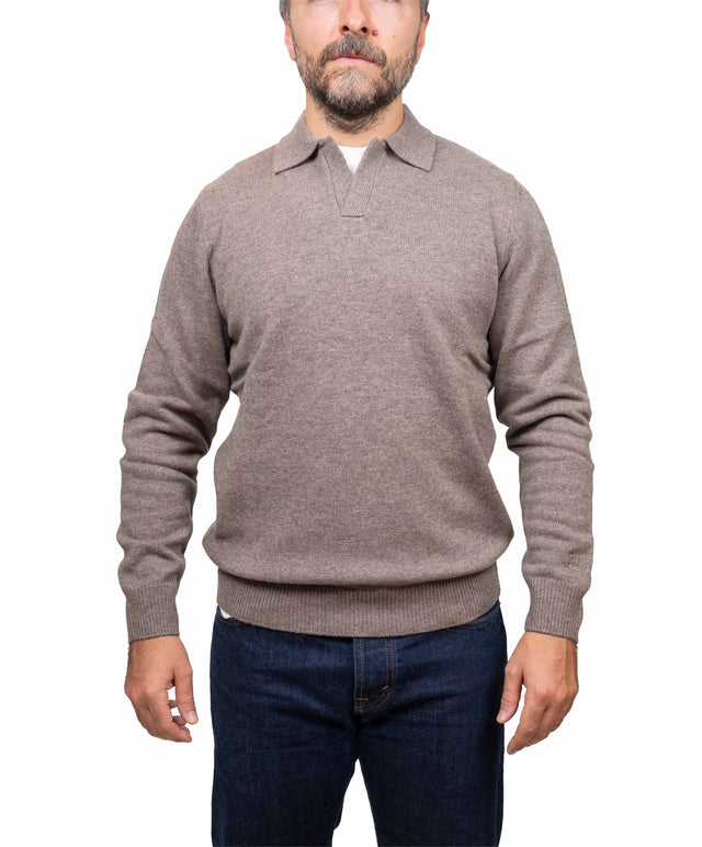 Saint Barth maglione - polo lana marrone chiaro
