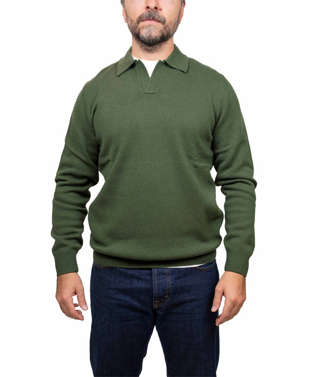 Saint Barth maglione - polo lana verde militare