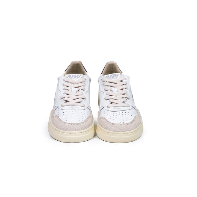 Sneakers Autry- medalist low woman in pelle bianca e bordeaux suede beige