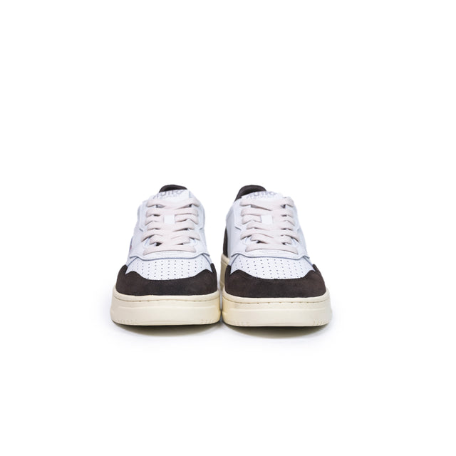 Sneakers Autry- medalist low woman soft leather e suede bianco e mogano