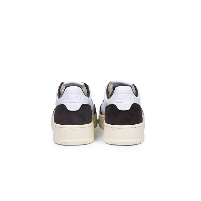 Sneakers Autry- medalist low woman soft leather e suede bianco e mogano