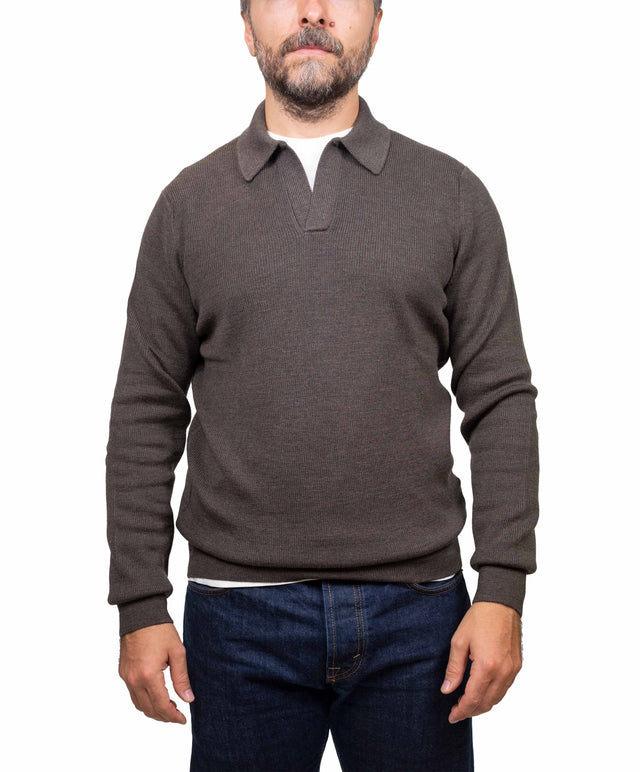 Gran Sasso maglione - polo costina, marrone