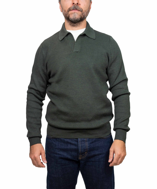 Gran Sasso maglione - polo costina, verde militare