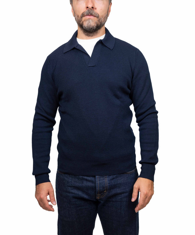 Gran Sasso maglione - polo costina, blu