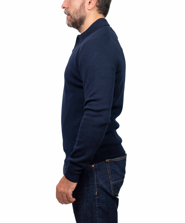 Gran Sasso maglione - polo costina, blu