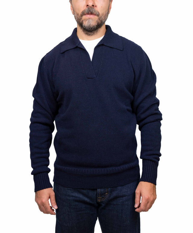 Doppia A maglione - collo marina, blu