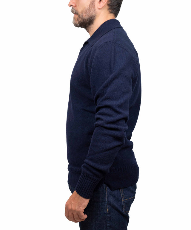 Doppia A maglione - collo marina, blu