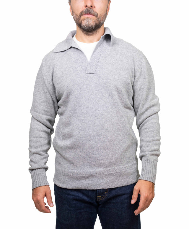 Doppia A maglione - collo marina, grigio chiaro