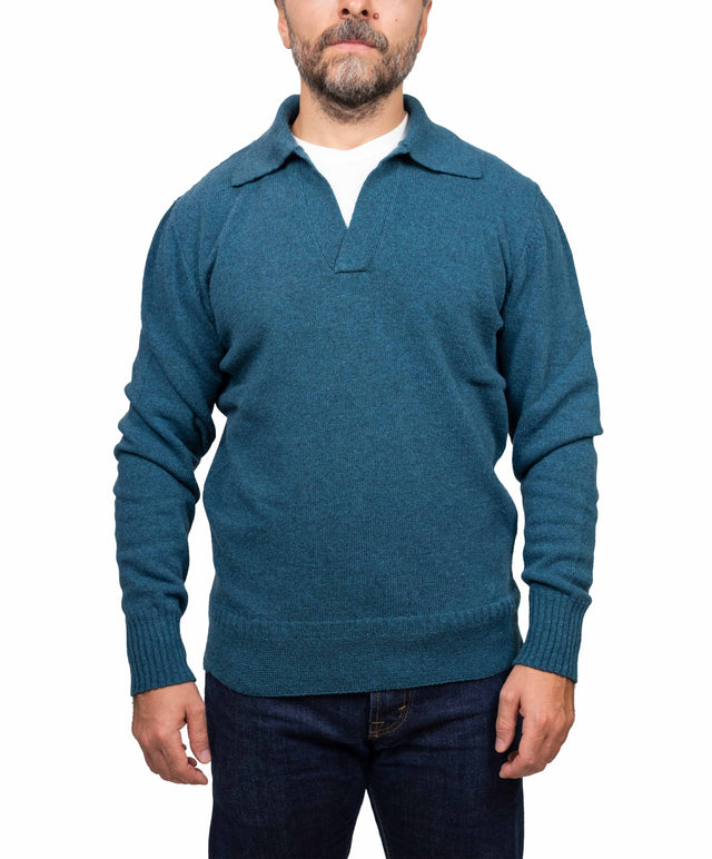 Doppia A maglione - collo marina, blu avio