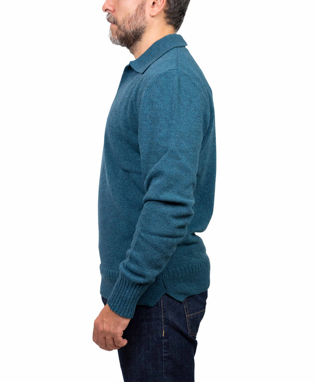 Doppia A maglione - collo marina, blu avio