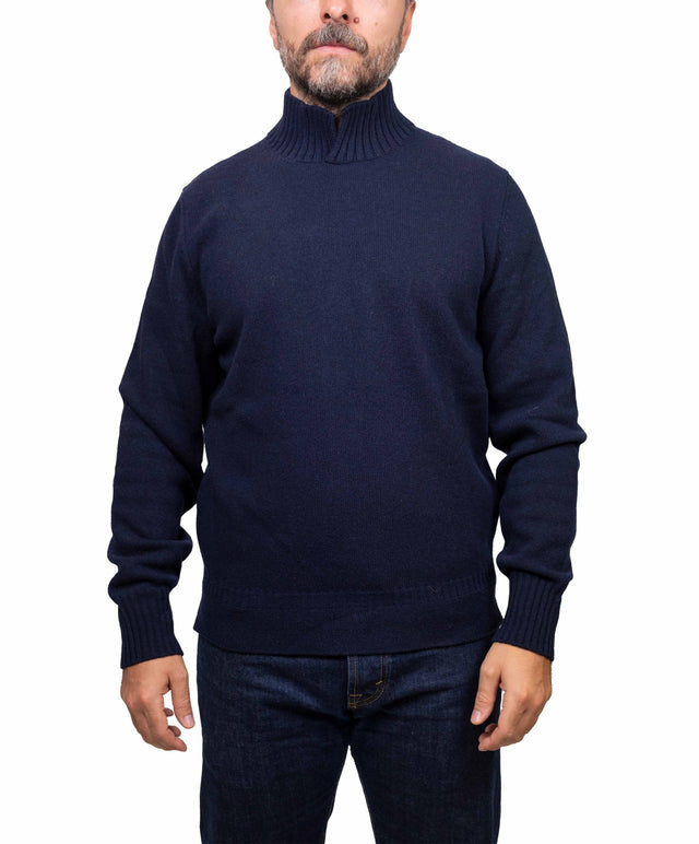 Doppia A maglione - collo vulcano, blu
