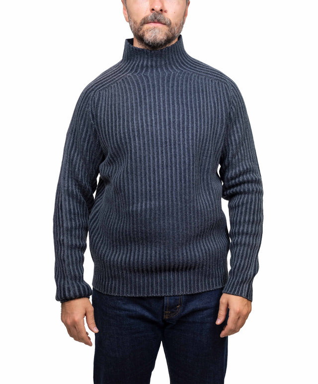 04657/ A TRIP IN A BAG - maglione collo camino, blu navy