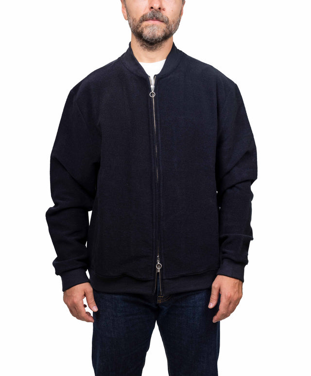 04657/ A TRIP IN A BAG - bomber lana cotta, blu navy