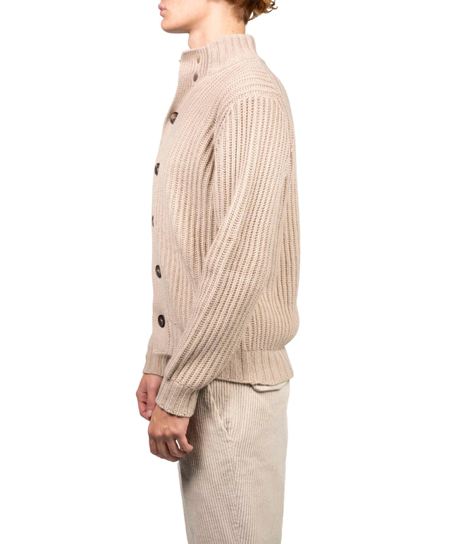 Filippo del Laurentis - Cardigan a coste Cashmere beige ch.