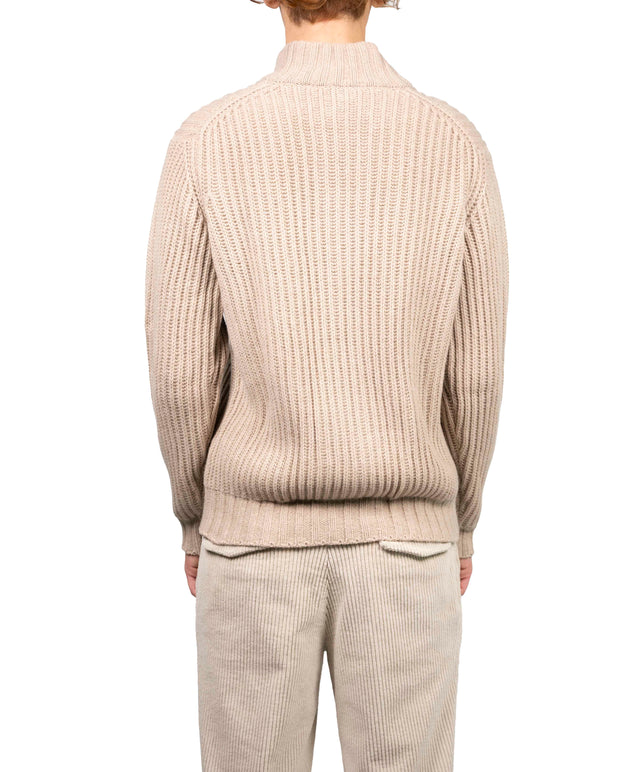 Filippo del Laurentis - Cardigan a coste Cashmere beige ch.