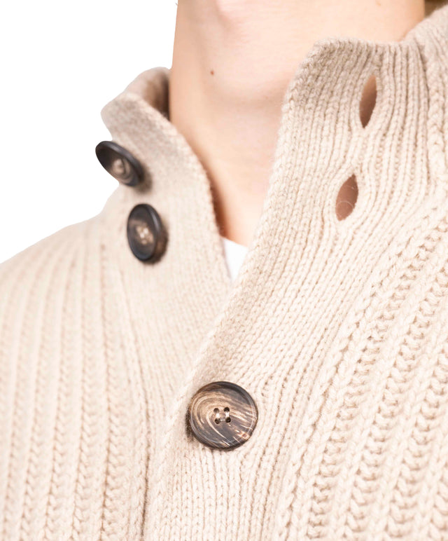 Filippo del Laurentis - Cardigan a coste Cashmere beige ch.