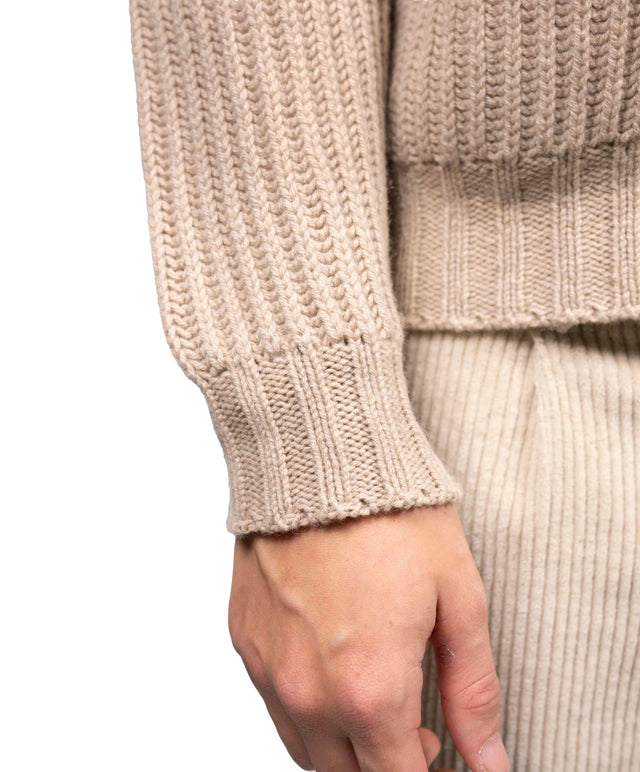 Filippo del Laurentis - Cardigan a coste Cashmere beige ch.