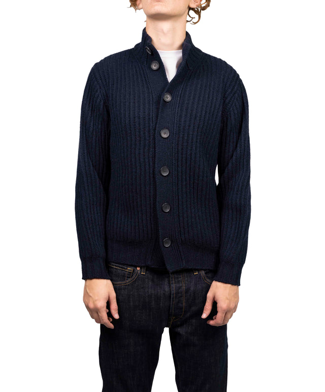 Filippo del Laurentis - Cardigan a coste Cashmere blu