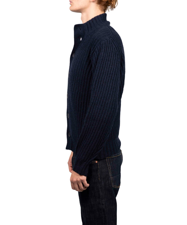 Filippo del Laurentis - Cardigan a coste Cashmere blu