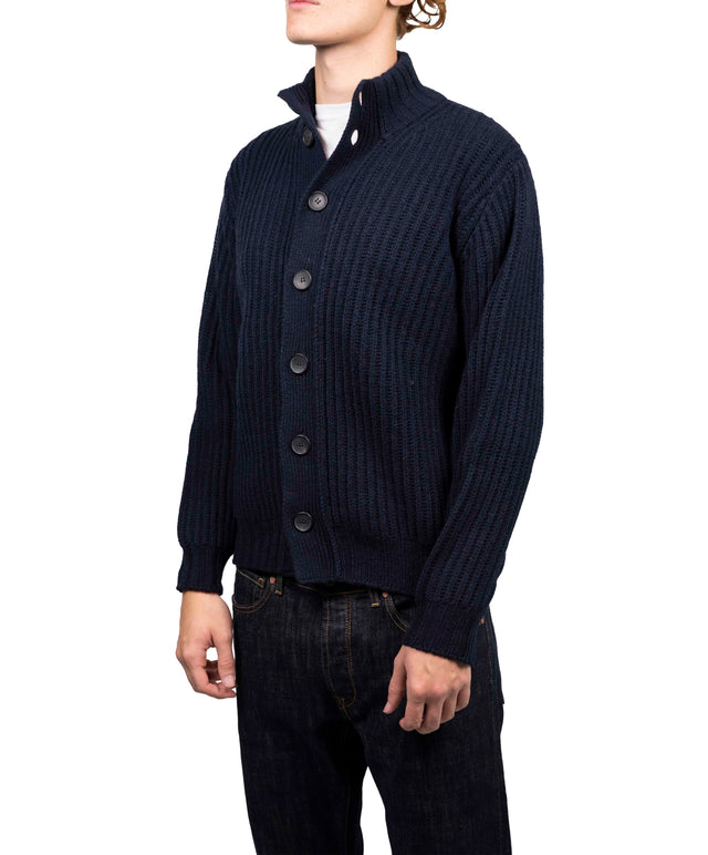 Filippo del Laurentis - Cardigan a coste Cashmere blu