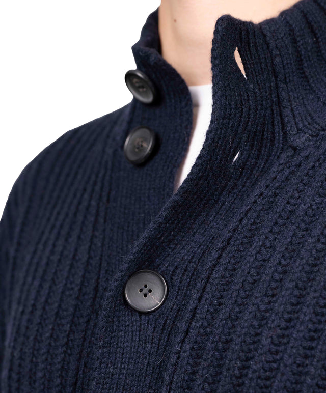 Filippo del Laurentis - Cardigan a coste Cashmere blu