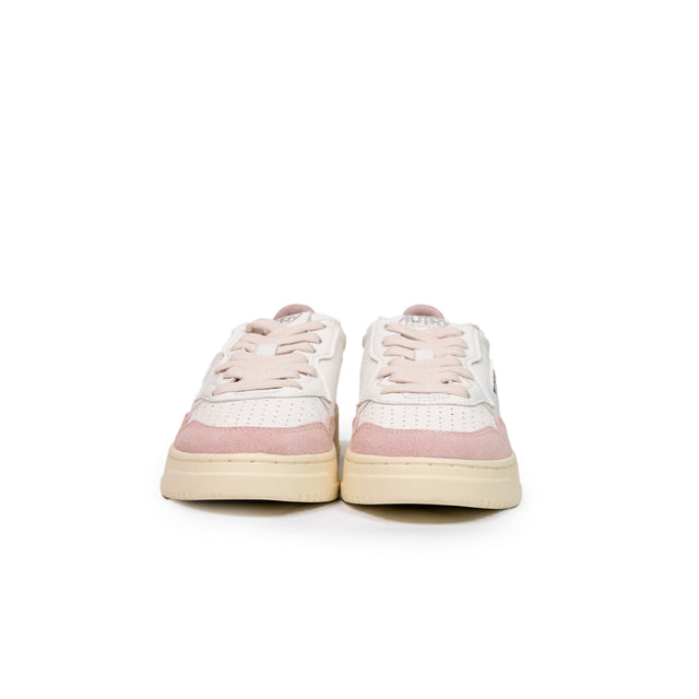 Sneaker Autry - Medialist low Wom in pelle e suede - Bianca e rosa