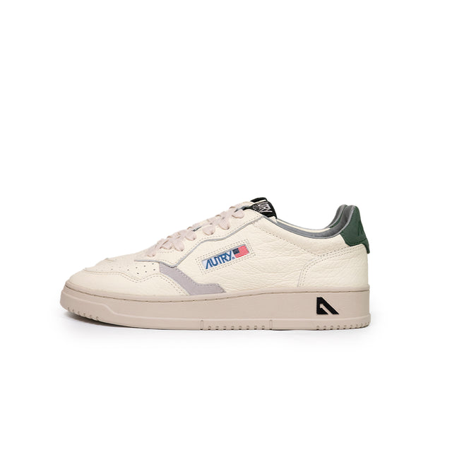 Sneakers Autry - Medalist Low Elefant in pelle color bianco e verde militare