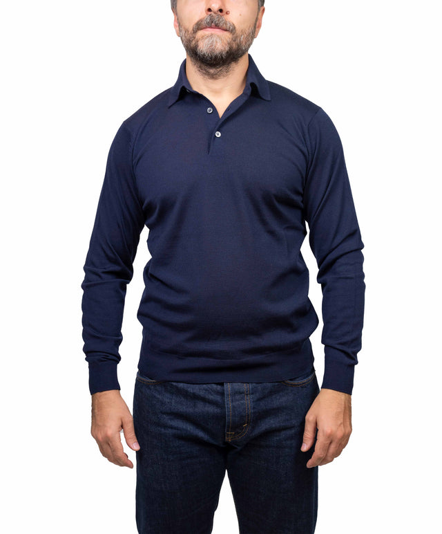 Filippo De Laurentis - polo merino, blu avio