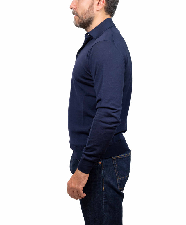 Filippo De Laurentis - polo merino, blu avio