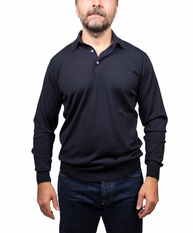 Filippo De Laurentis - polo merino, blu navy