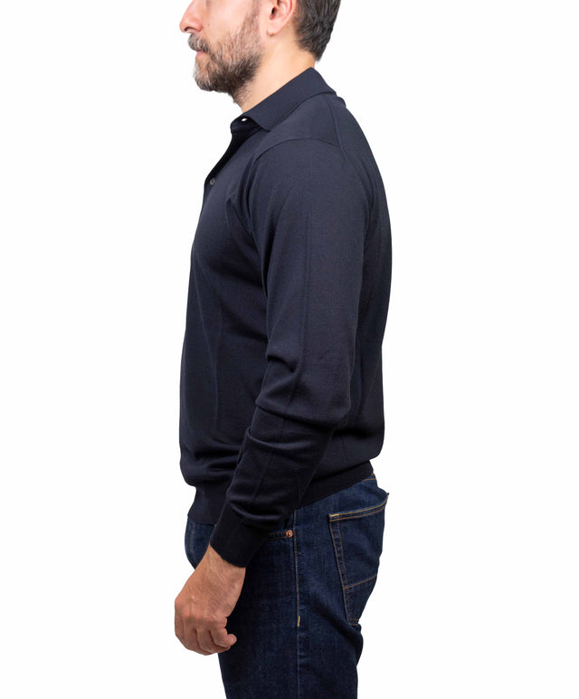 Filippo De Laurentis - polo merino, blu navy