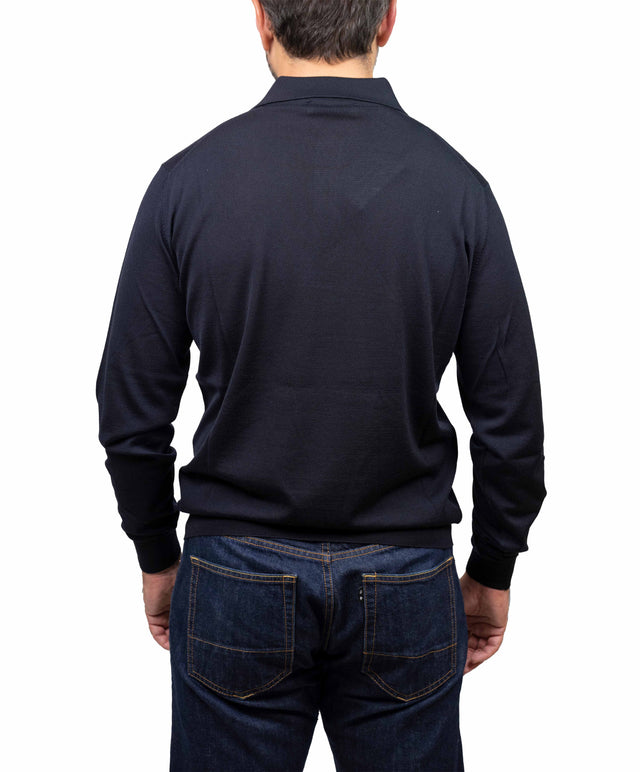 Filippo De Laurentis - polo merino, blu navy