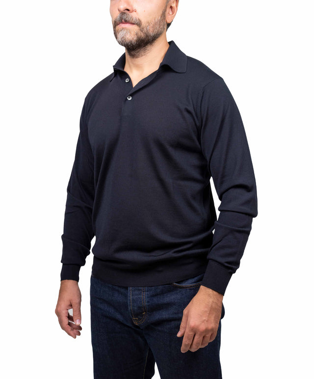 Filippo De Laurentis - polo merino, blu navy