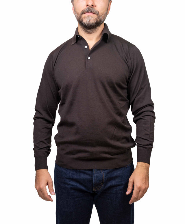 Filippo De Laurentis - polo merino, marrone scuro
