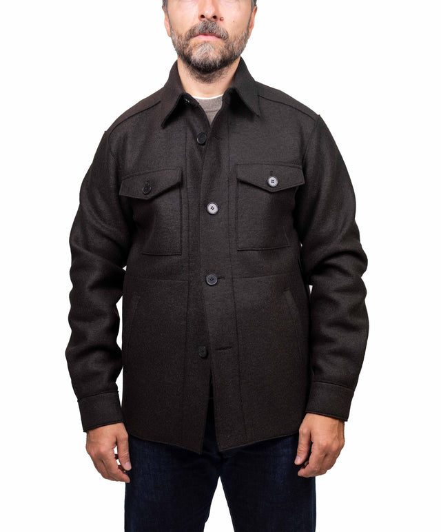 Harris Wharf London Giacca - overshirt pressed, marrone scuro