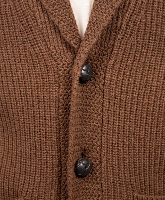 Rakkì - Cardigan sciallato marrone terra