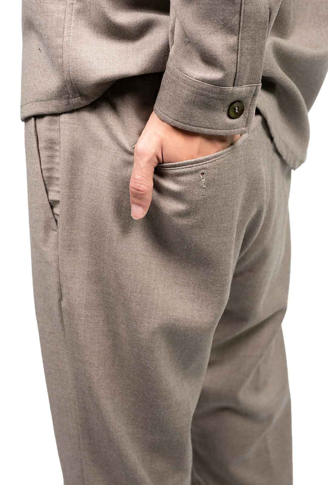 Cruna pantalone - Jogger flanellina sabbia