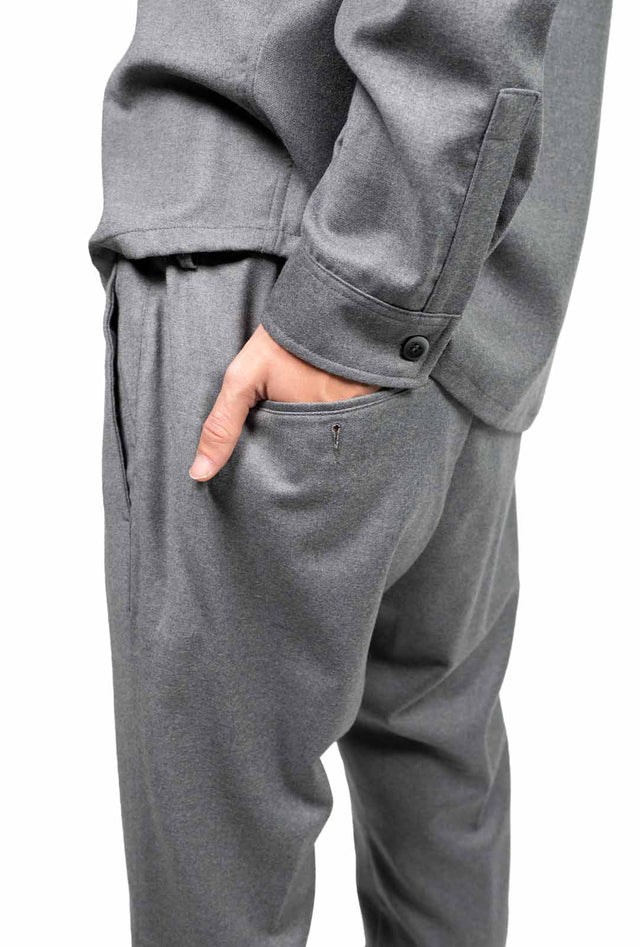 Cruna pantalone - Jogger flanellina grigio medio