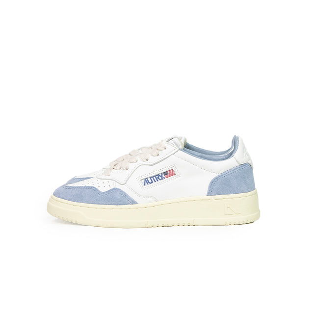 Sneakers Autry - Medalist Low won goat suede wht/street bicolore bianco e azzurro