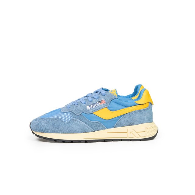 Sneaker Autry - Reelwind low wom suede/net azzurro e giallo