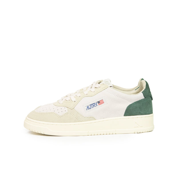 Sneaker Autry - Medalist low man tric suede bianco, verdino e verde inglese