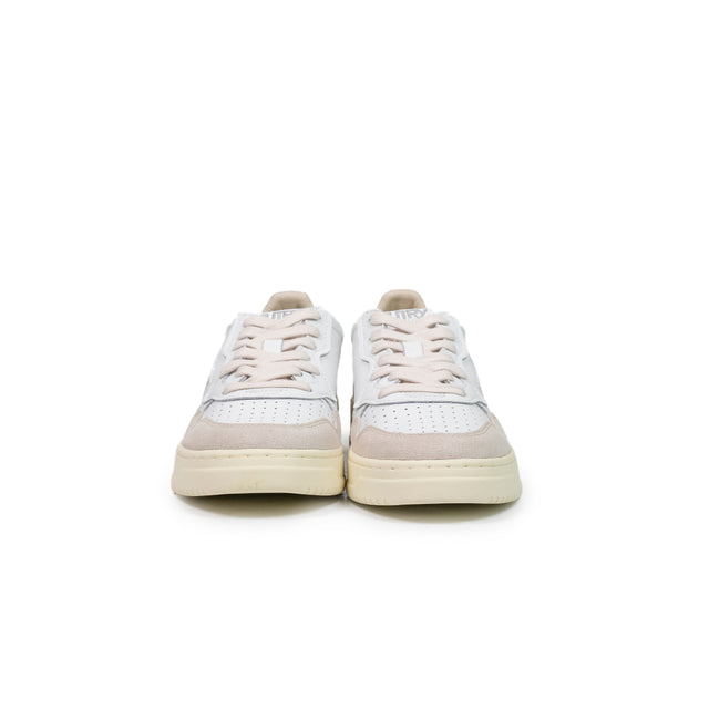 Sneakers Autry- medalist low woman pelle Bianca e suede beige