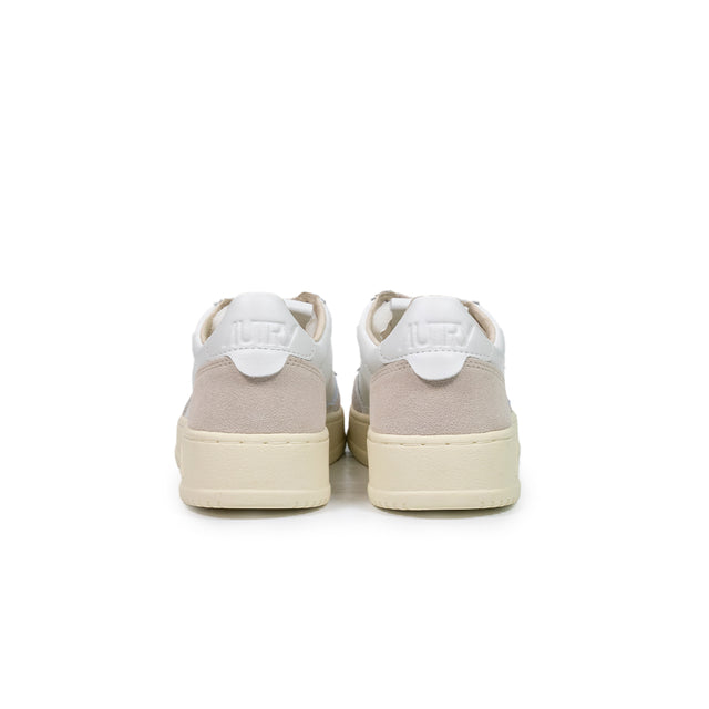 Sneakers Autry- medalist low woman pelle Bianca e suede beige