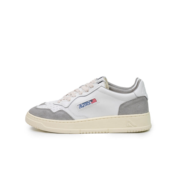 Sneakers Autry - medalist low man pelle Bianca e suede grigio