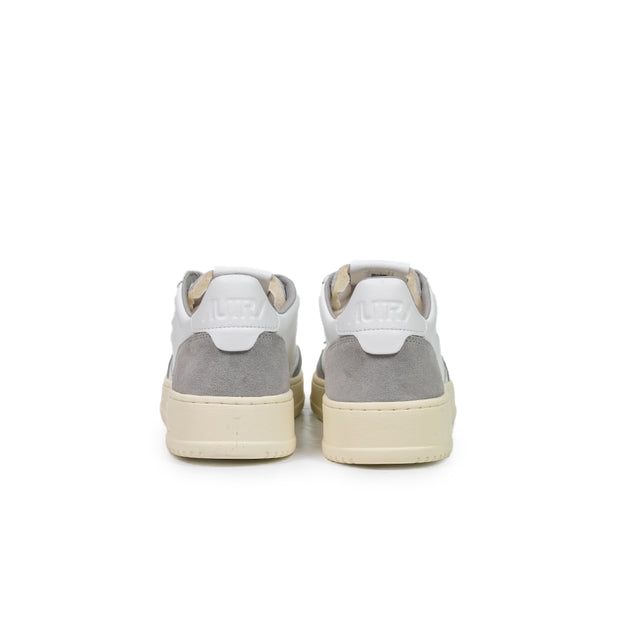 Sneakers Autry - medalist low man pelle Bianca e suede grigio